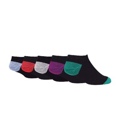 5 Pack Mens Bamboo Trainer Socks with Coloured Heel & Toe