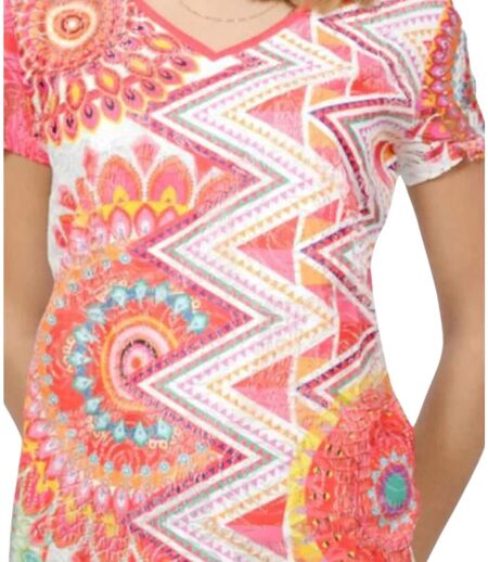 Tee shirt femme manches courtes - Imprimé graphique - Tendance et polyvalent