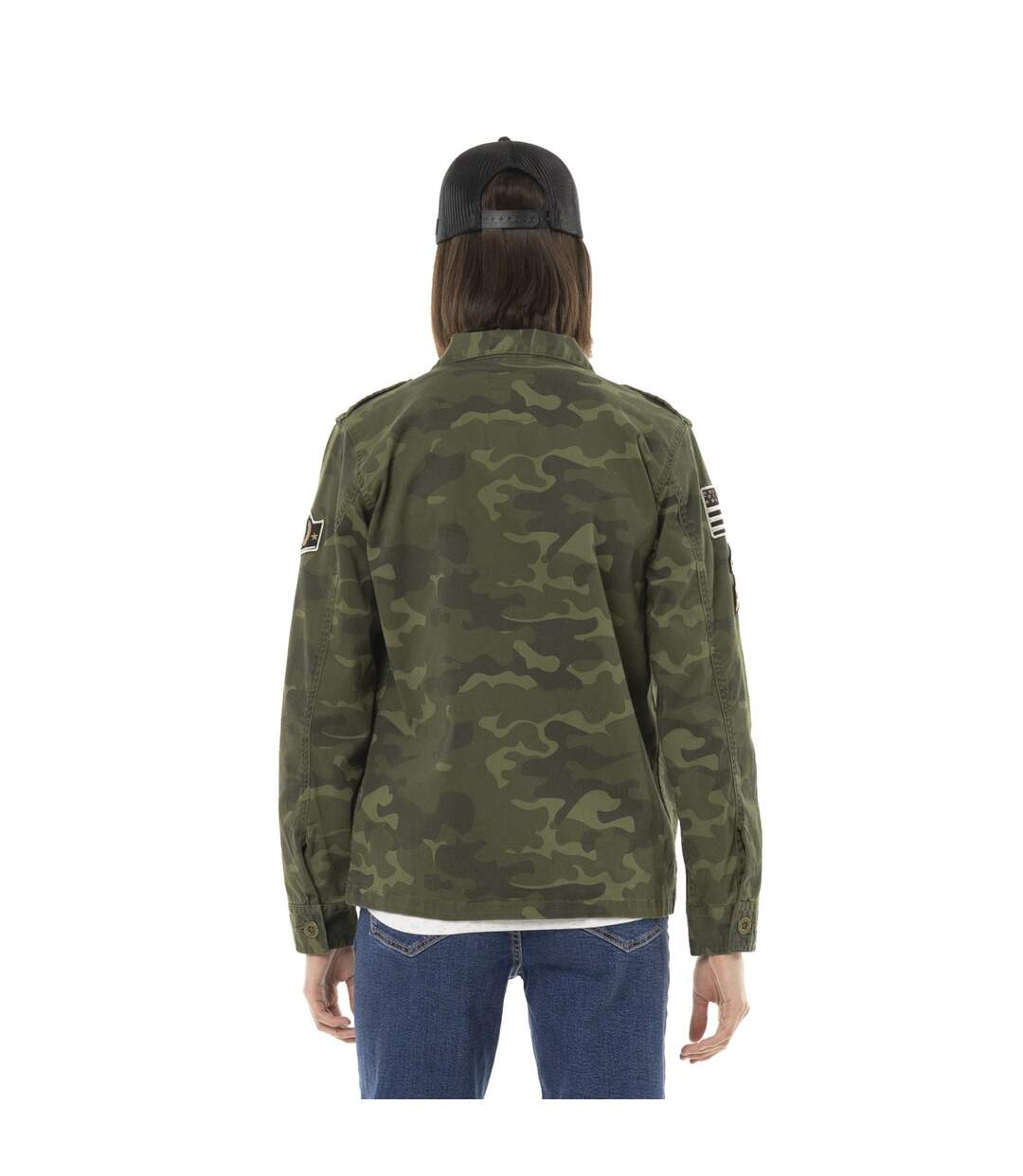Veste militaire femme imprimé camouflage avec patchs Vondutch-4