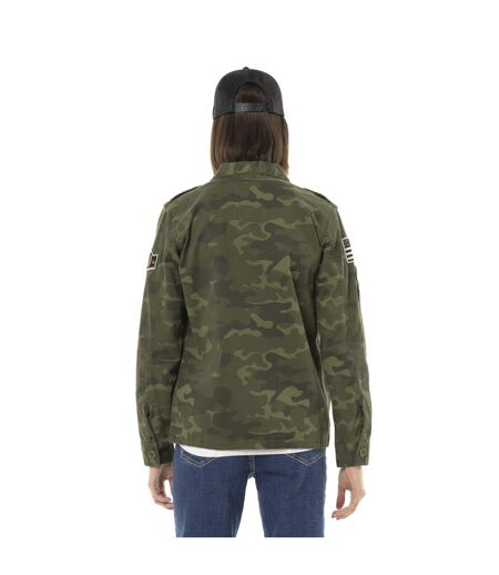 Veste militaire femme imprimé camouflage avec patchs Vondutch