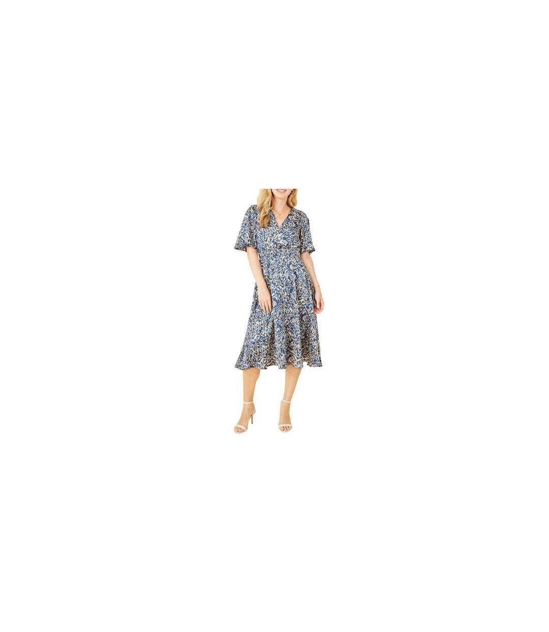 Womens/ladies Animal Print Skater Dress Blue Yumi-1