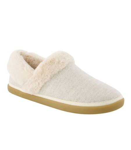 Womens/ladies Oslo Herringbone Faux Fur Lined Slippers Natural Toms