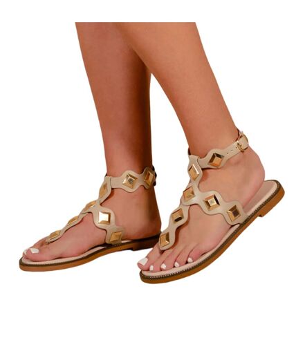 Womens/ladies sharyn studded ankle strap sandals nude Where´s That From