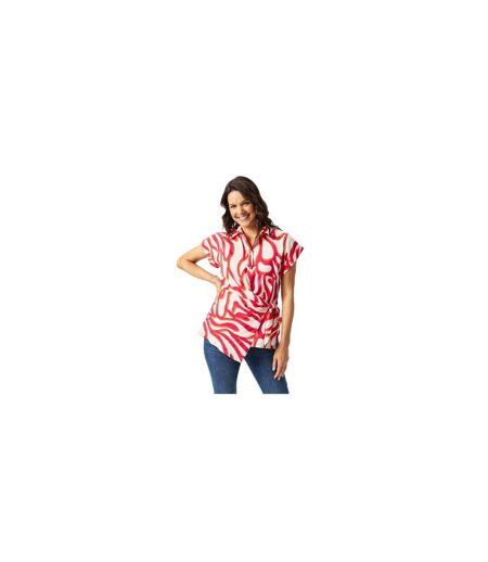 Chemise Mancherons Motif/style Tourbillon Femme Rouge Blanc Biba