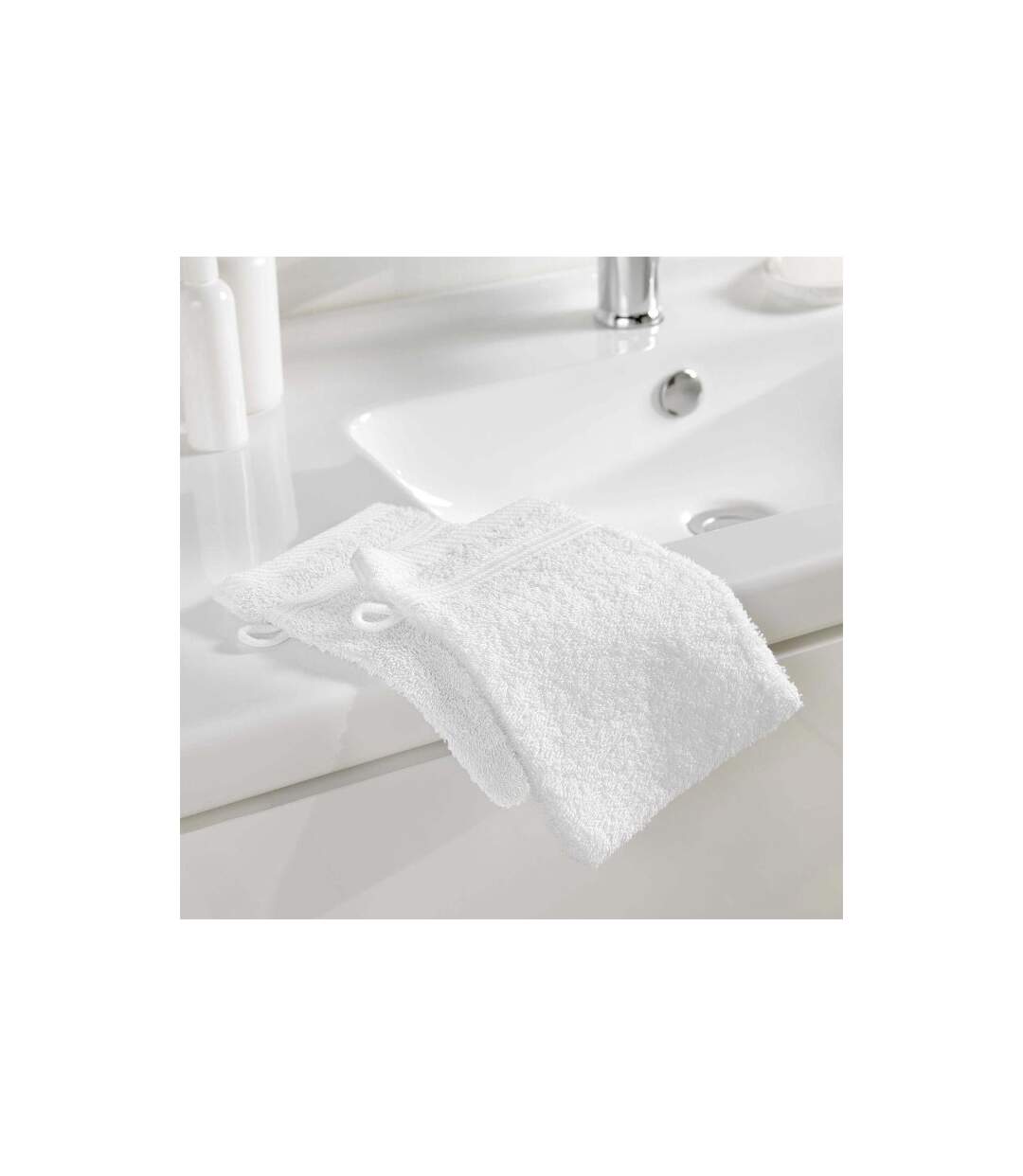 Lot de 2 Gants de Toilette Tendresse 15x21cm Blanc