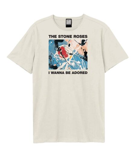 T-shirt Motif/style The Stone Roses Wanna Be Adored Adulte Vieux Blanc Amplified