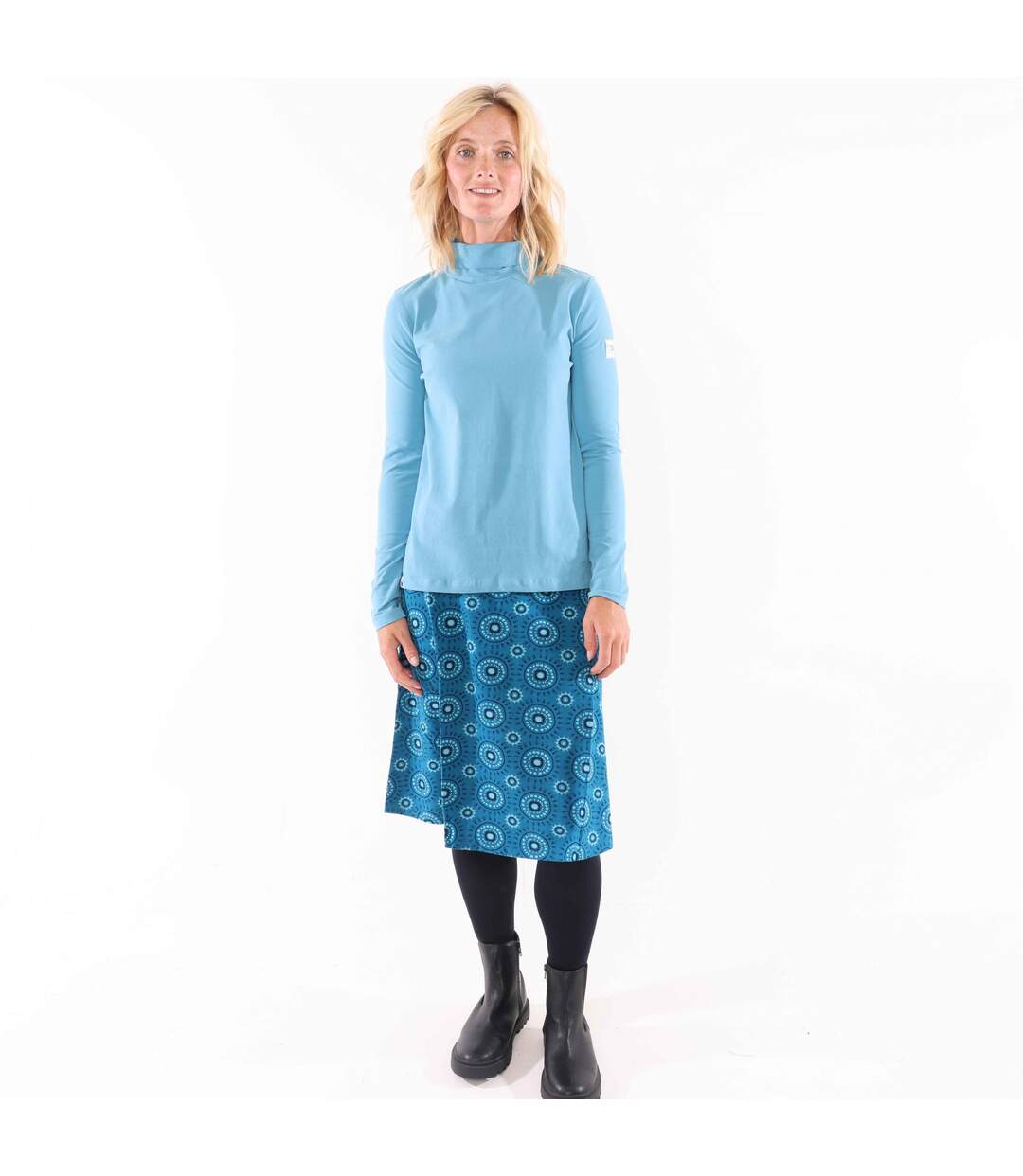 Jupe Mi-longue Motif/style Cercle Femme Bleu Sarcelle Lazy Jacks-2