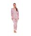 Womens/ladies Buffalo Check Thermal Long Pyjama Set Pink Grey Keanu-1