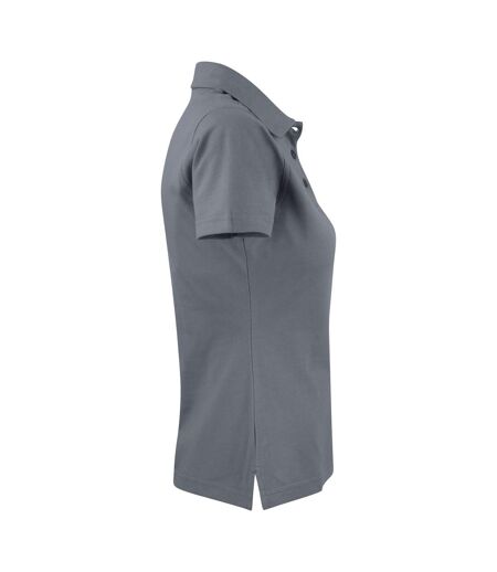 Womens/ladies Surf Light Melange Polo Shirt Steel Grey Printer