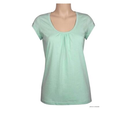 Tee-shirt Mayflower Djibouti4 en coton bio : la douceur du vert sauge et des fronces féminines