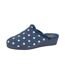Chaussons Mules Style Broderie Florale Josephine Femme Bleu Marine Sleepers-1