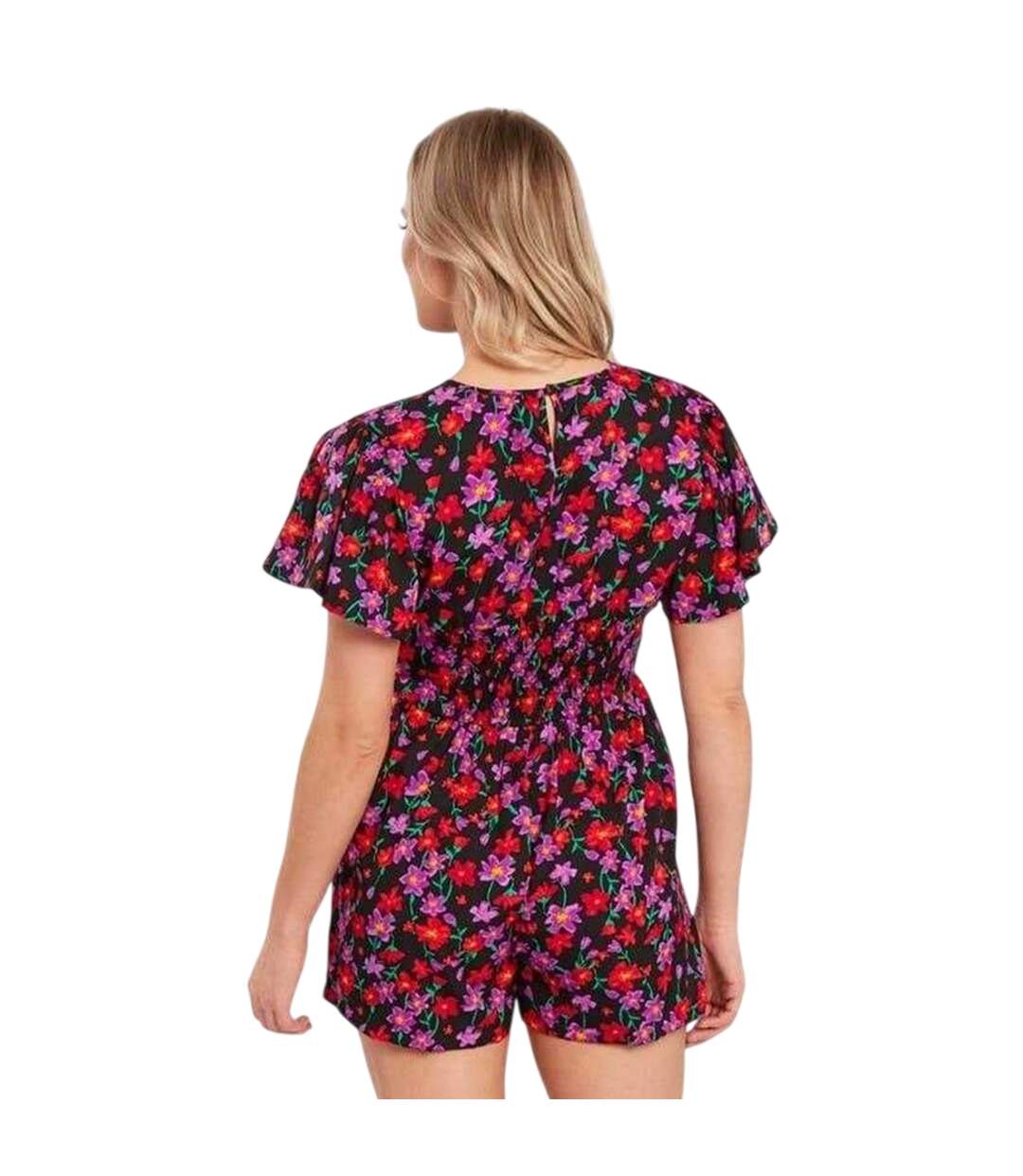 Combishort Motif/style Floral Femme Noir Influence-2