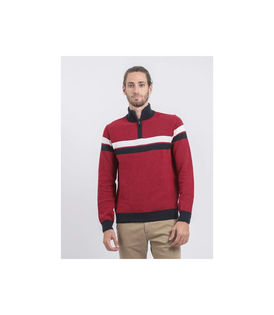 Pull col montant zippé pur coton LODJEFF-1