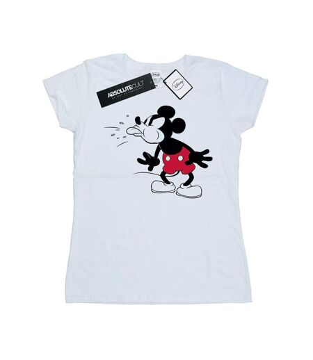 Disney T-shirt en coton avec langue de Mickey pour dames et messieurs (Blanc) - UTBI31335
