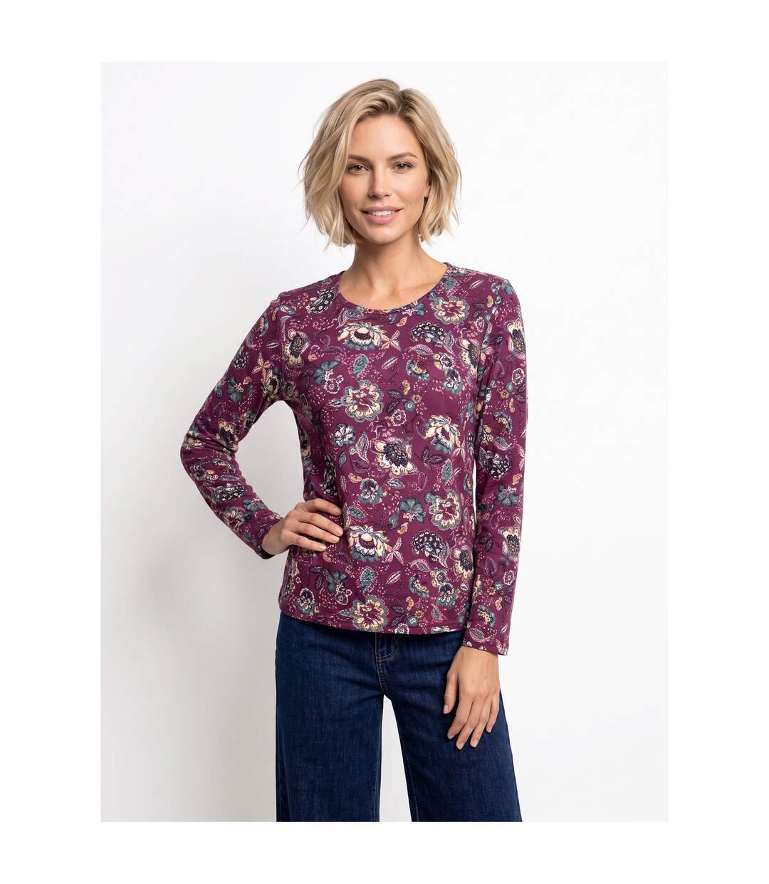 T-shirt manches longues imprimé fleuri-1