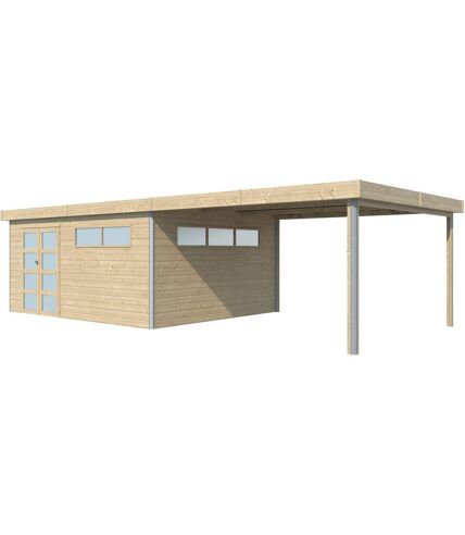 Chalet en bois profil aluminium contemporain avec extension 34 m² Avec plancher