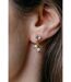 Tiny Pearl Poth Zircon Screw Summer Dangle Dainty Drop Stud Earrings