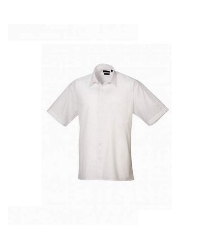 Premier Mens Short Sleeve Poplin Shirt (White)