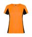 T-shirt shanghai femme orange fluo / noir uni Roly