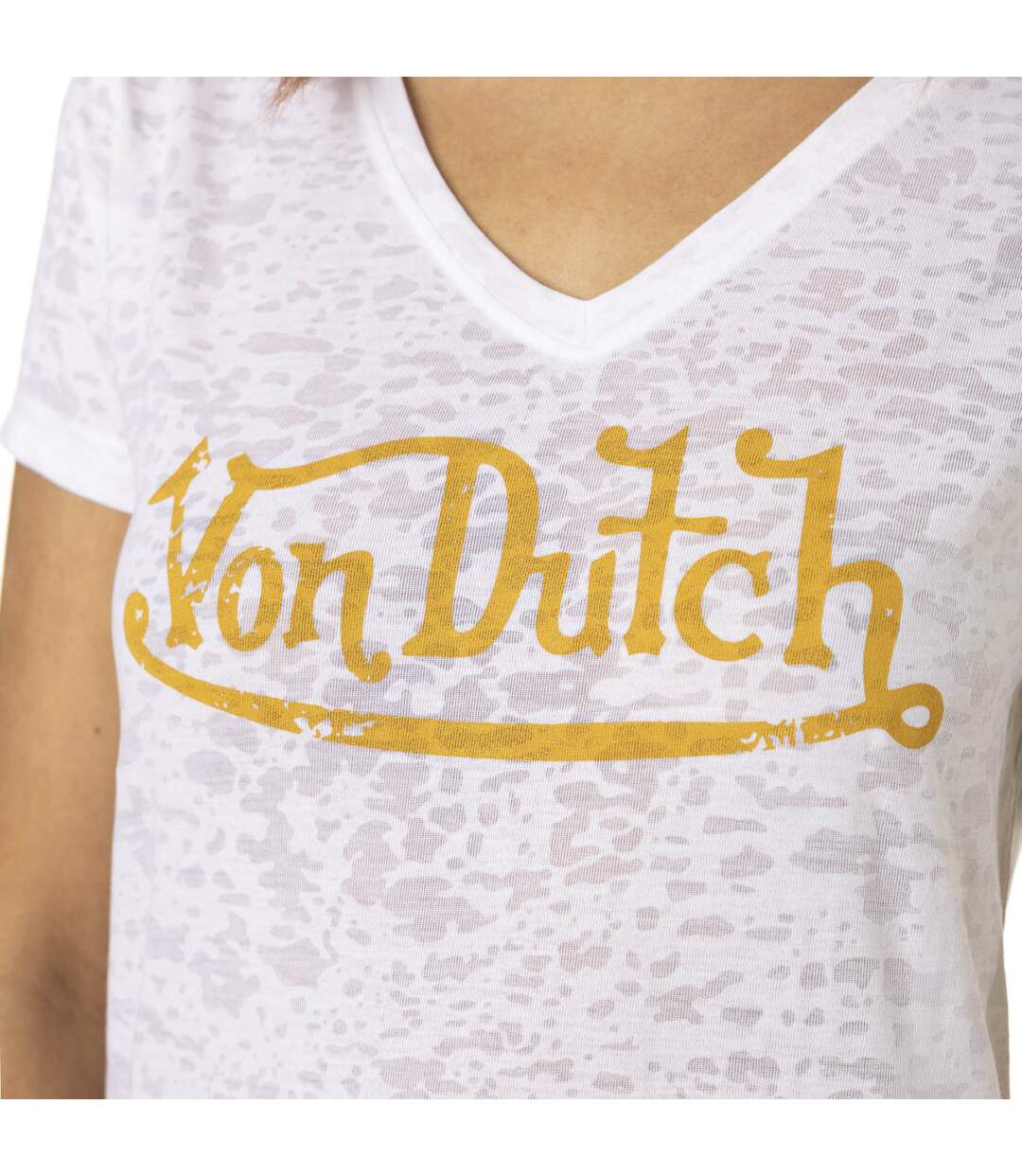 T-shirt femme en col v avec print devant Classic Vondutch