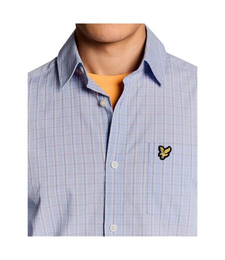 Mens Micro Checked Woven Shirt Chalk Blue Lyle & Scott