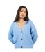 Womens/ladies Fisherman Ribbed Cardigan Blue Brave Soul-4