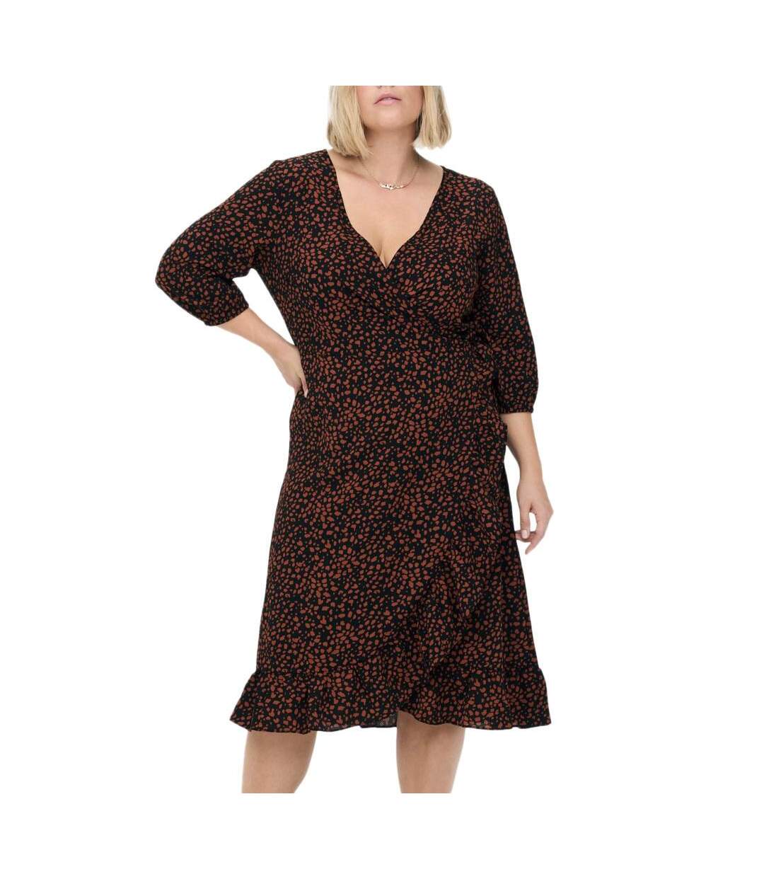 Robe noir/terracotta femme only carmakoma carluxlea - 46-1