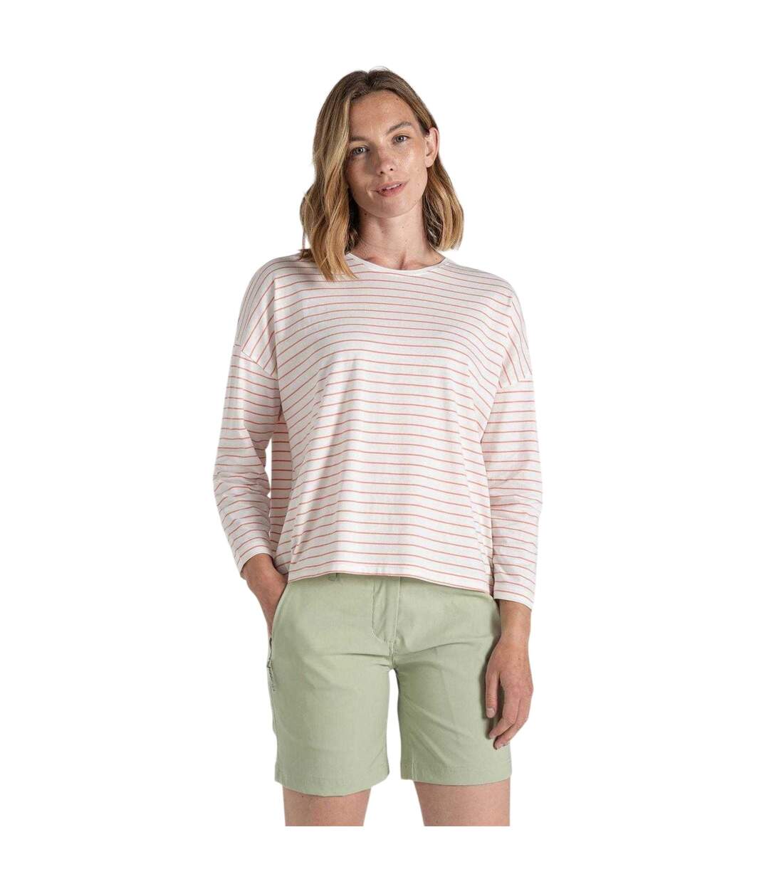 T-shirt Ample Manches Longues Motif/style À Rayures Kielder Femme Orange Foncé À Rayures Craghoppers-2