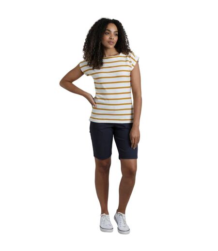 Womens/ladies bowe striped organic cotton jersey t-shirt deep amber Weird Fish