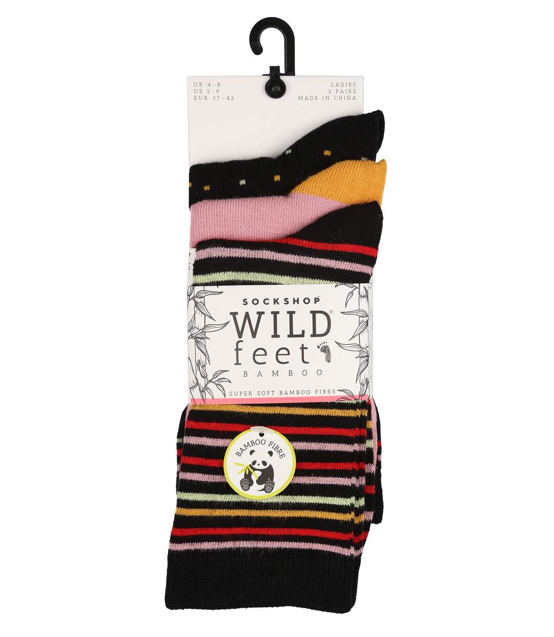 Wild Feet - 3 Pk Ladies Bamboo Socks | Striped-2