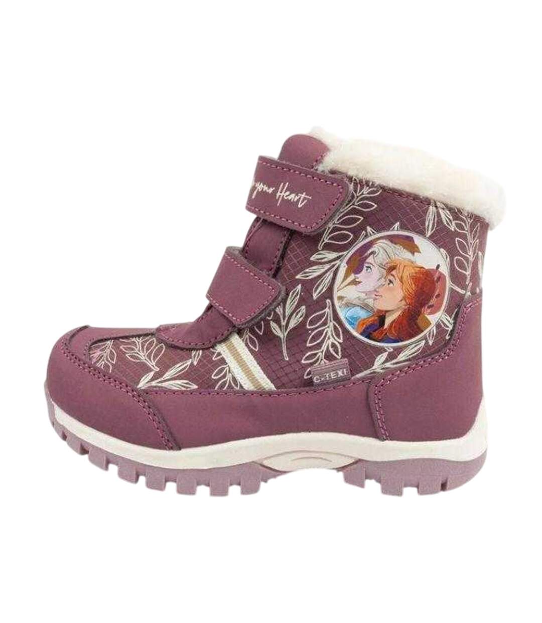 Childrens/kids Anna Frozen Leather Snow Boots Violet Cerda-3