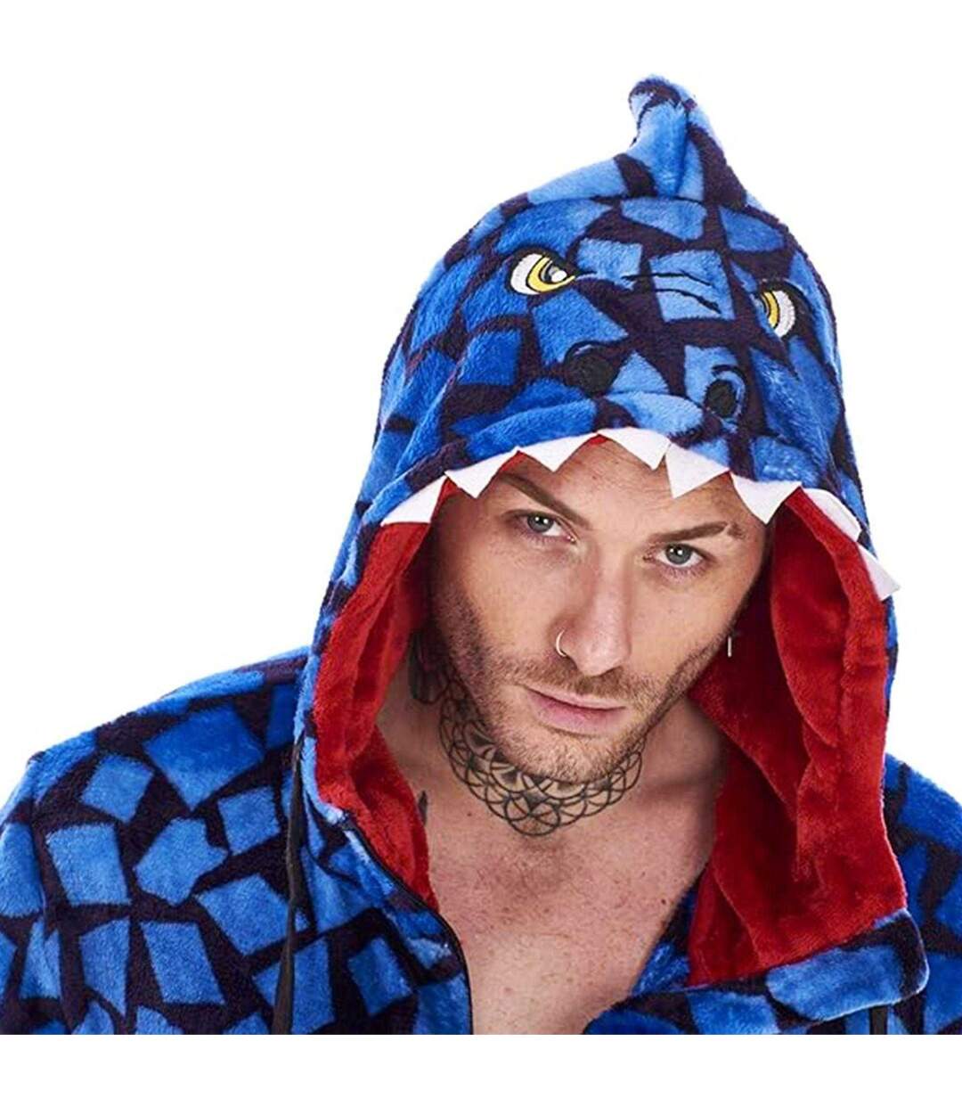 Mens Raptor Fleece Jumpsuit Blue Black Keanu-4