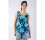 Top femme sans manches IVANOE imprimé fleuri turquoise Coton Du Monde-1