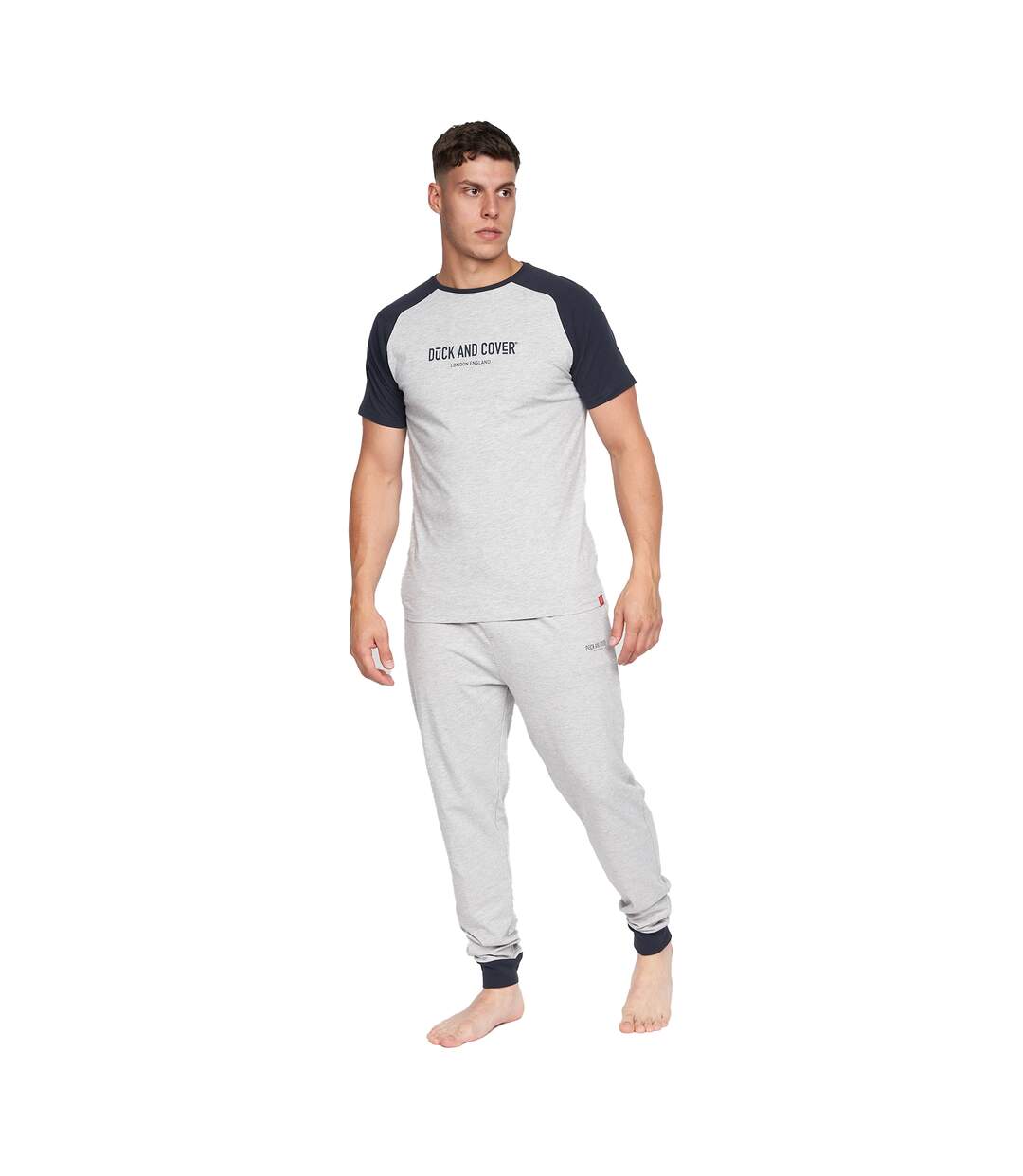 Mens vianney pyjama set grey marl Duck and Cover-1