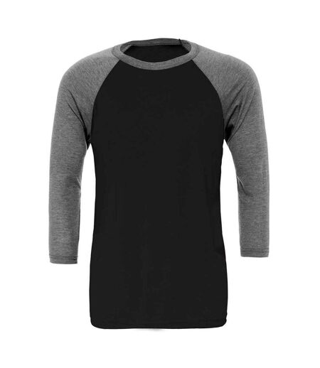 Unisex Adult 3/4 Sleeve Baseball T-shirt Black Deep Heather Canvas