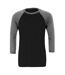 Unisex Adult 3/4 Sleeve Baseball T-shirt Black Deep Heather Canvas-1