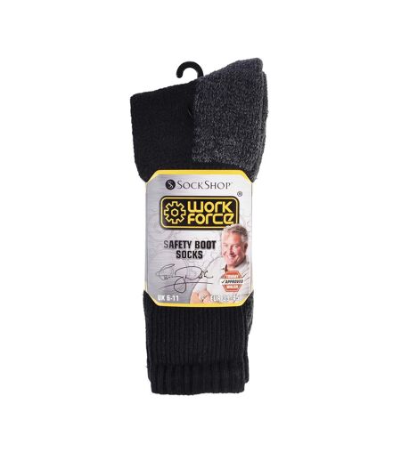 Work Force Mens Heavy Duty Safety Boot Socks (Pack Of 3 Pairs) (Black) - UTAB403