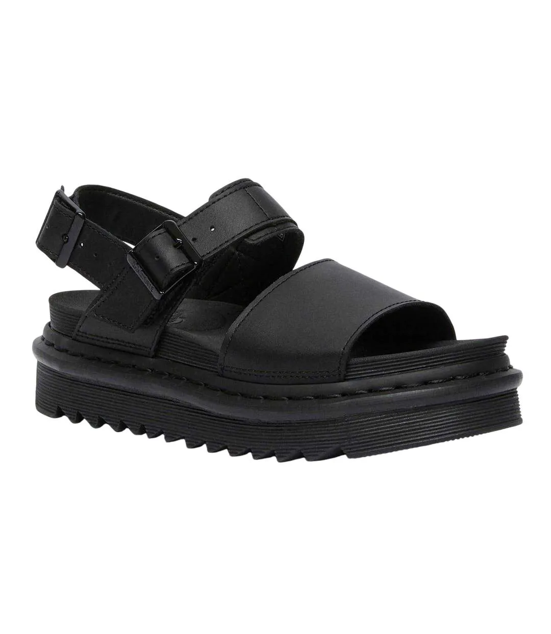Womens/ladies Voss Leather Platform Sandals Black Dr Martens-1