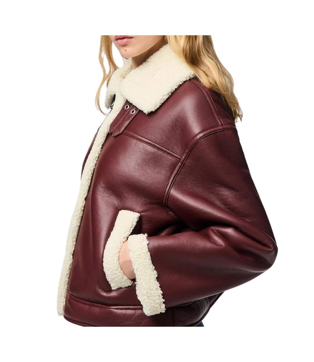 Veste bordeaux femme pieces janelle-3