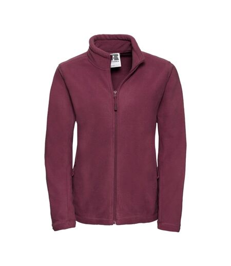 Womens/ladies full zip outdoor fleece jacket burgundy Russell