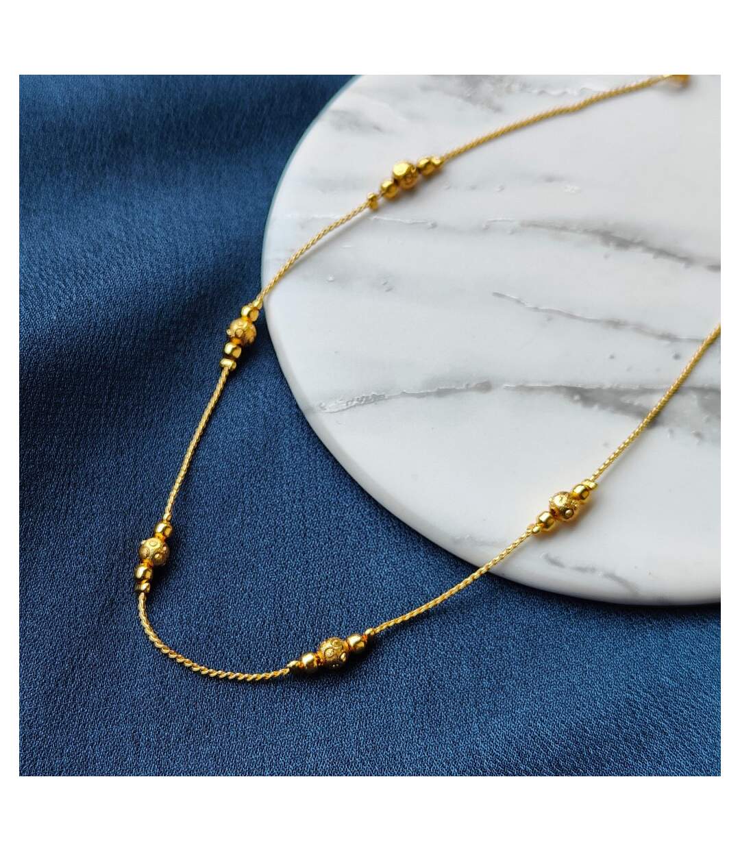 Golden Brass Thread Minimalist Boho Thin Slim Foot Payal Anklet-1