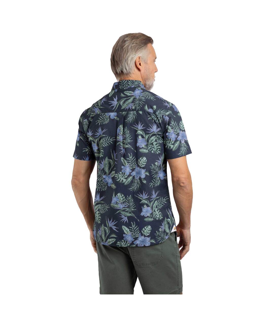 Mens faraway leafy floral organic cotton shirt navy Weird Fish-3