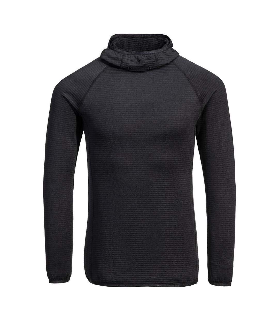 Unisex Adult Waffle Fleece Hooded Base Layer Top Black Portwest-1