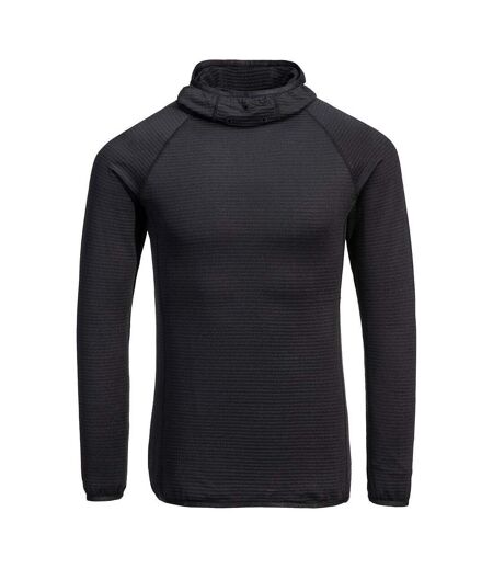 Unisex Adult Waffle Fleece Hooded Base Layer Top Black Portwest