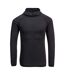 Unisex Adult Waffle Fleece Hooded Base Layer Top Black Portwest-1