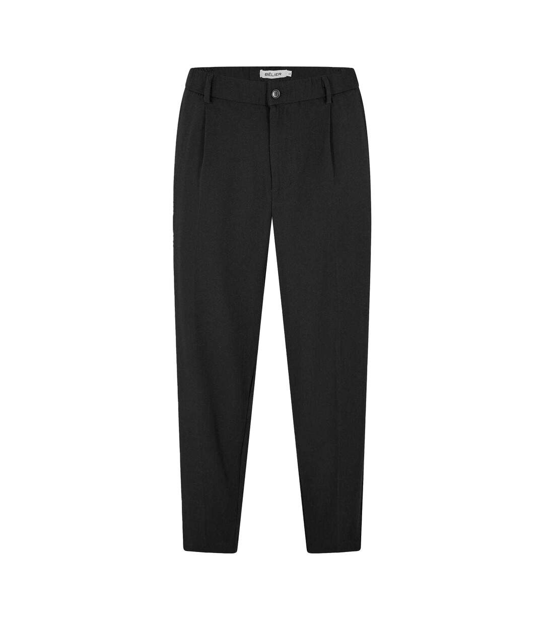 Mens Straight Leg Relaxed Fit Trousers Black Belier-1
