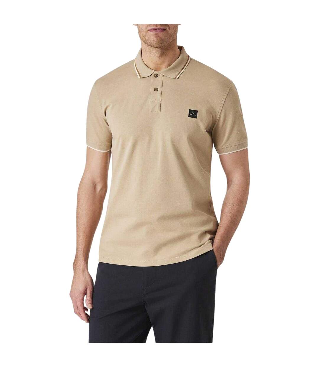 Mens Patch Cotton Logo Polo Shirt Beige Paul Smith-4