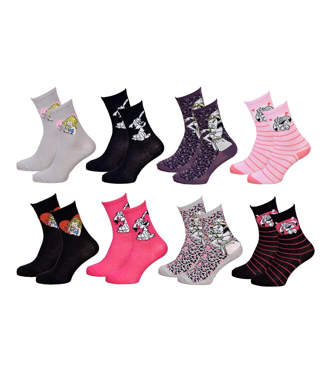 Chaussettes femme LICENCE Fantaisie-Assortiment modèles photos selon arrivages- Pack de 9 paires Surprise Astérix-1