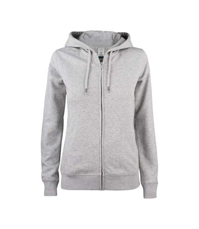 Womens/ladies premium full zip hoodie grey melange Clique