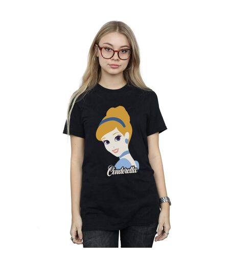 Disney Princess Womens/Ladies Cinderella Silhouette Cotton Boyfriend T-Shirt (Black)